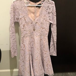 Lace Lavender A-line Long sleeve dress XS